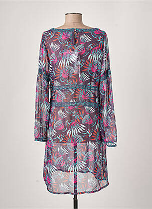 Robe mi-longue coupe fluide manches longues bleu LA FIANCEE DU MEKONG femme