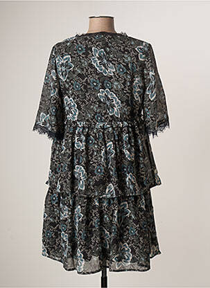 Robe courte coupe évasée manches courtes noir BLANCHEPORTE femme