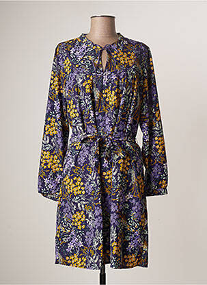 Robe mi-longue manches longues manches longues violet BLANCHEPORTE femme