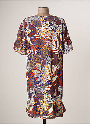 Robe mi-longue imprimé fantaisie manches courtes violet BLANCHEPORTE femme