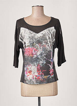 Top imprimé fantaisie manches 3/4 noir MOKA'S femme