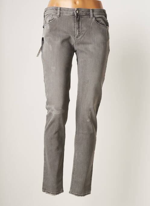 Jeans coupe slim broderie rivets taille basse gris EMPORIO ARMANI femme