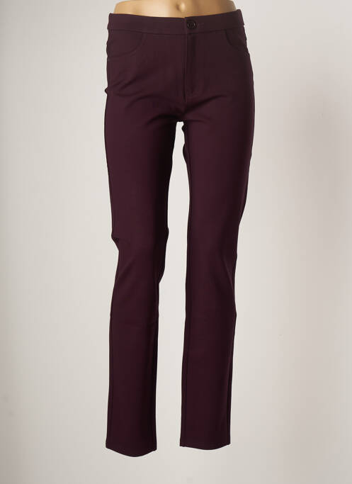 Pantalon slim broderie rivets taille normale rouge YOULINE femme