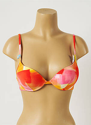 Haut de maillot de bain stretch haut soutien-gorge push-up orange CHERRY BEACH femme