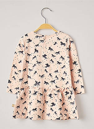 Robe mi-longue taille froncée manches longues rose 3 POMMES fille