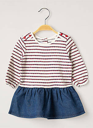 Robe mi-longue taille froncée manches longues bleu ABSORBA fille