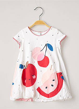 Robe mi-longue doublure manches courtes blanc CATIMINI fille