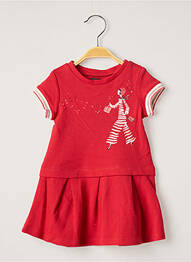 Robe mi-longue taille froncée manches courtes rouge CATIMINI fille