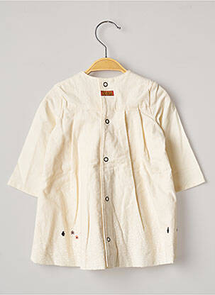 Robe mi-longue taille froncée manches longues blanc CATIMINI fille