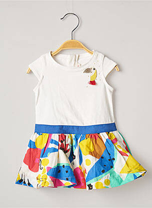 Robe mi-longue fermeture zippée au dos manches courtes blanc CATIMINI fille