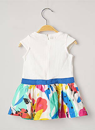 Robe mi-longue taille froncée manches courtes blanc CATIMINI fille