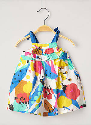 Robe mi-longue col carré fines bretelles bleu CATIMINI fille