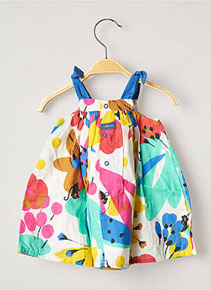 Robe mi-longue col carré fines bretelles bleu CATIMINI fille