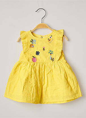 Robe mi-longue doublure manches courtes jaune CATIMINI fille
