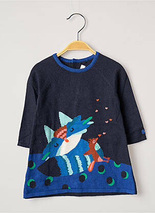Robe pull fermeture pressionnée manches longues bleu CATIMINI fille