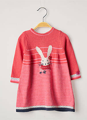 Robe pull fermeture pressionnée manches longues rose CATIMINI fille