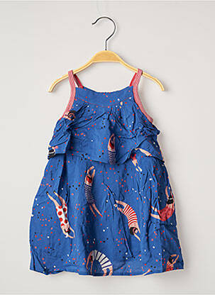 Robe mi-longue col carré fines bretelles bleu CATIMINI fille