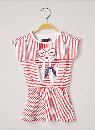 Robe mi-longue manches courtes manches courtes rouge CATIMINI fille