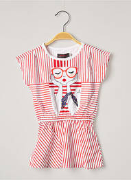 Robe mi-longue manches courtes manches courtes rouge CATIMINI fille