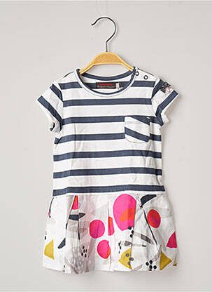 Robe mi-longue doublure manches courtes bleu CATIMINI fille