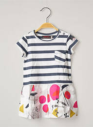 Robe mi-longue doublure manches courtes bleu CATIMINI fille