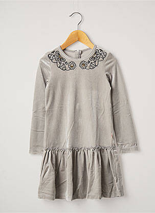 Robe mi-longue taille froncée manches longues gris CATIMINI fille