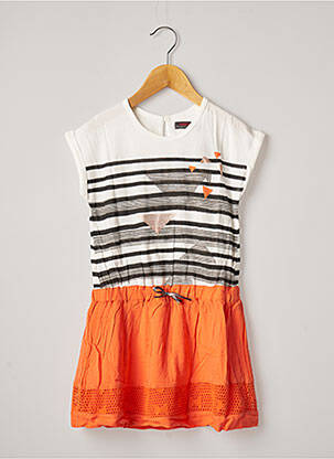 Robe mi-longue doublure manches courtes orange CATIMINI fille
