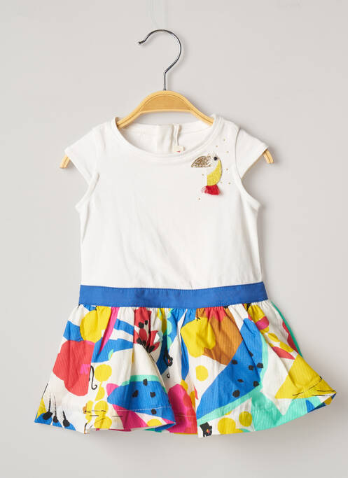 Robe mi-longue fermeture zippée au dos manches courtes blanc CATIMINI fille