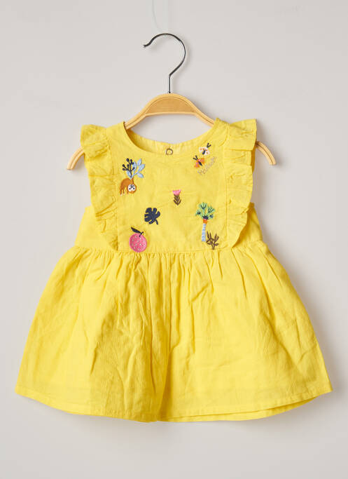 Robe mi-longue doublure manches courtes jaune CATIMINI fille