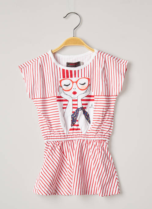 Robe mi-longue manches courtes manches courtes rouge CATIMINI fille