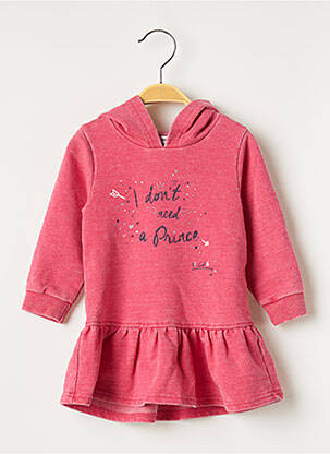 Robe pull sérigraphie manches longues rose 3 POMMES fille