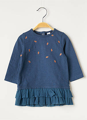 Robe mi-longue fermeture pressionnée manches longues bleu 3 POMMES fille