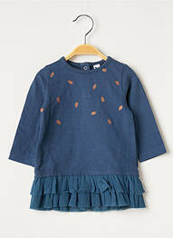 Robe mi-longue fermeture pressionnée manches longues bleu 3 POMMES fille