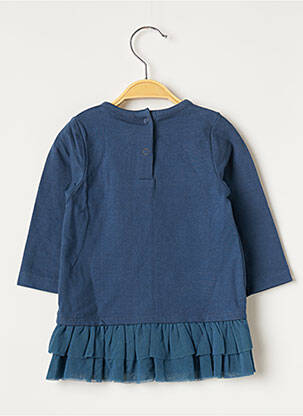 Robe mi-longue fermeture pressionnée manches longues bleu 3 POMMES fille