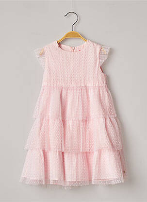 Robe mi-longue fermeture zippée au dos manches courtes rose LILI GAUFRETTE fille