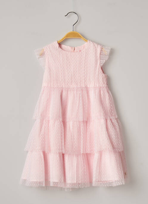 Robe mi-longue fermeture zippée au dos manches courtes rose LILI GAUFRETTE fille