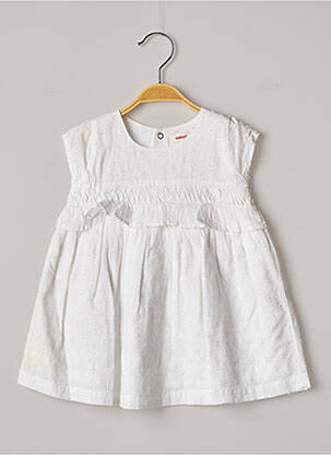 Robe mi-longue doublure manches courtes blanc CATIMINI fille