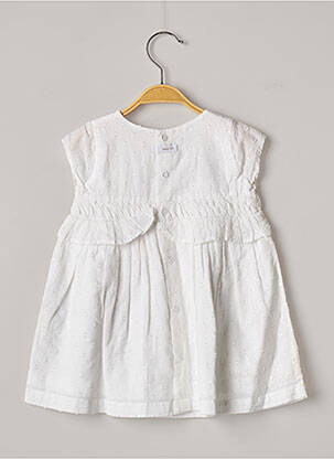 Robe mi-longue doublure manches courtes blanc CATIMINI fille