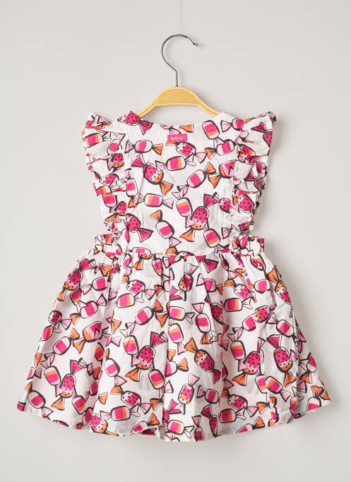 Robe mi-longue doublure manches courtes blanc CATIMINI fille