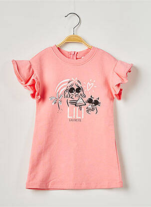 Robe mi-longue fermeture zippée au dos manches courtes rose LILI GAUFRETTE fille