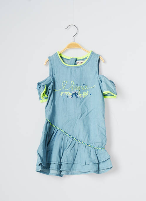 Robe mi-longue fermeture zippée au dos manches courtes bleu CHIPIE fille