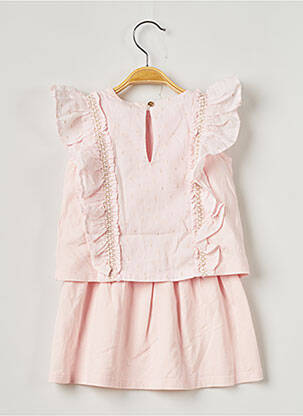 Robe mi-longue manches courtes manches courtes rose LILI GAUFRETTE fille