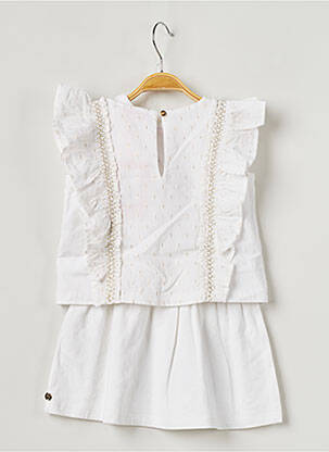Robe mi-longue manches courtes manches courtes blanc LILI GAUFRETTE fille