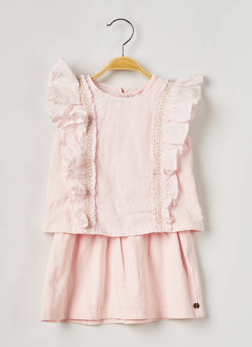 Robe mi-longue volants manches courtes rose LILI GAUFRETTE fille