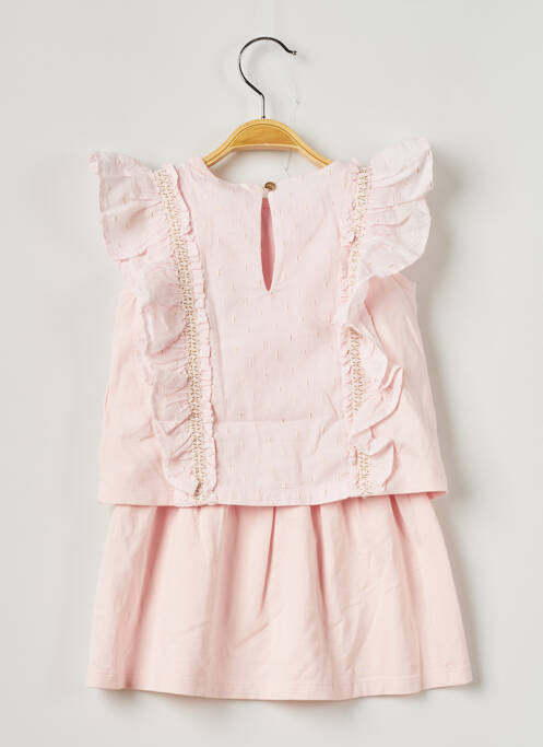 Robe mi-longue volants manches courtes rose LILI GAUFRETTE fille