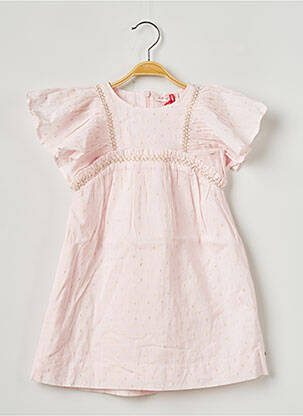 Robe mi-longue fermeture zippée au dos manches courtes rose LILI GAUFRETTE fille
