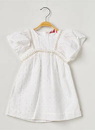 Robe mi-longue fermeture zippée au dos manches courtes blanc LILI GAUFRETTE fille