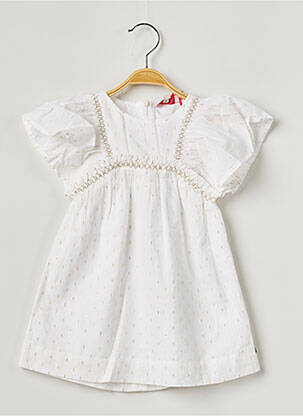 Robe mi-longue fermeture zippée au dos manches courtes blanc LILI GAUFRETTE fille