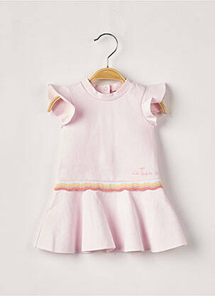 Robe mi-longue volants manches courtes rose LILI GAUFRETTE fille