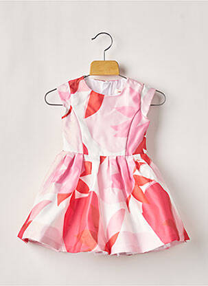 Robe mi-longue doublure manches courtes rose CATIMINI fille